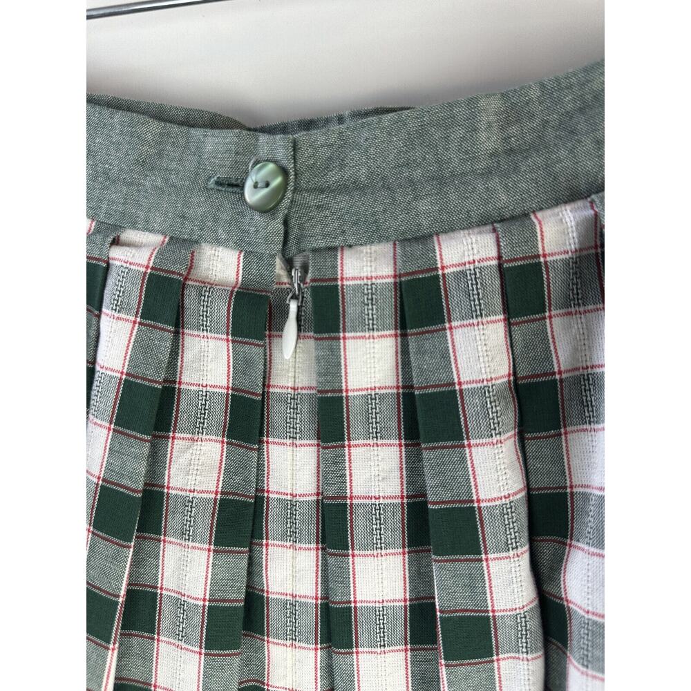 Perry Landhaus Pleated Maxi Skirt German Green Gingham Plaid Country Prairie 38 - Picture 10 of 16